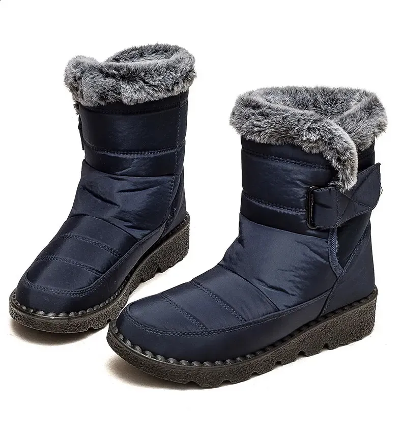 Women Fur For Woman Ankle Winter Botas Mujer Trend Low Heels Snow Boots Platform Shoes Female 240830_voghion.com
