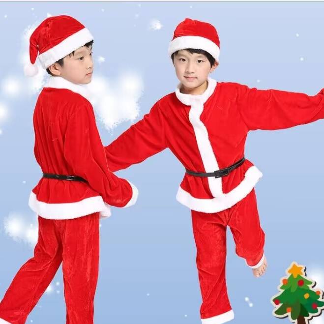 Fantasia de Papai Noel Infantil em Veludo – Roupa para Apresentação de Natal (Unissex, Ideal para Espetáculos de Fim de Ano, Peças Escolares, Brincadeiras de Faz de Conta, Macia e Elegante, Vermelha e Branca)_voghion.com