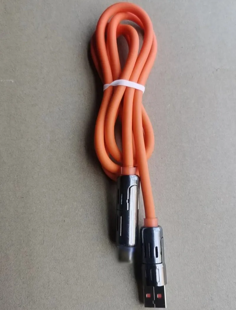 4-In-1 Super Fast Charging With Colorful Breathing Light Type-C Silicone Mobile Phone Data Cable_voghion.com
