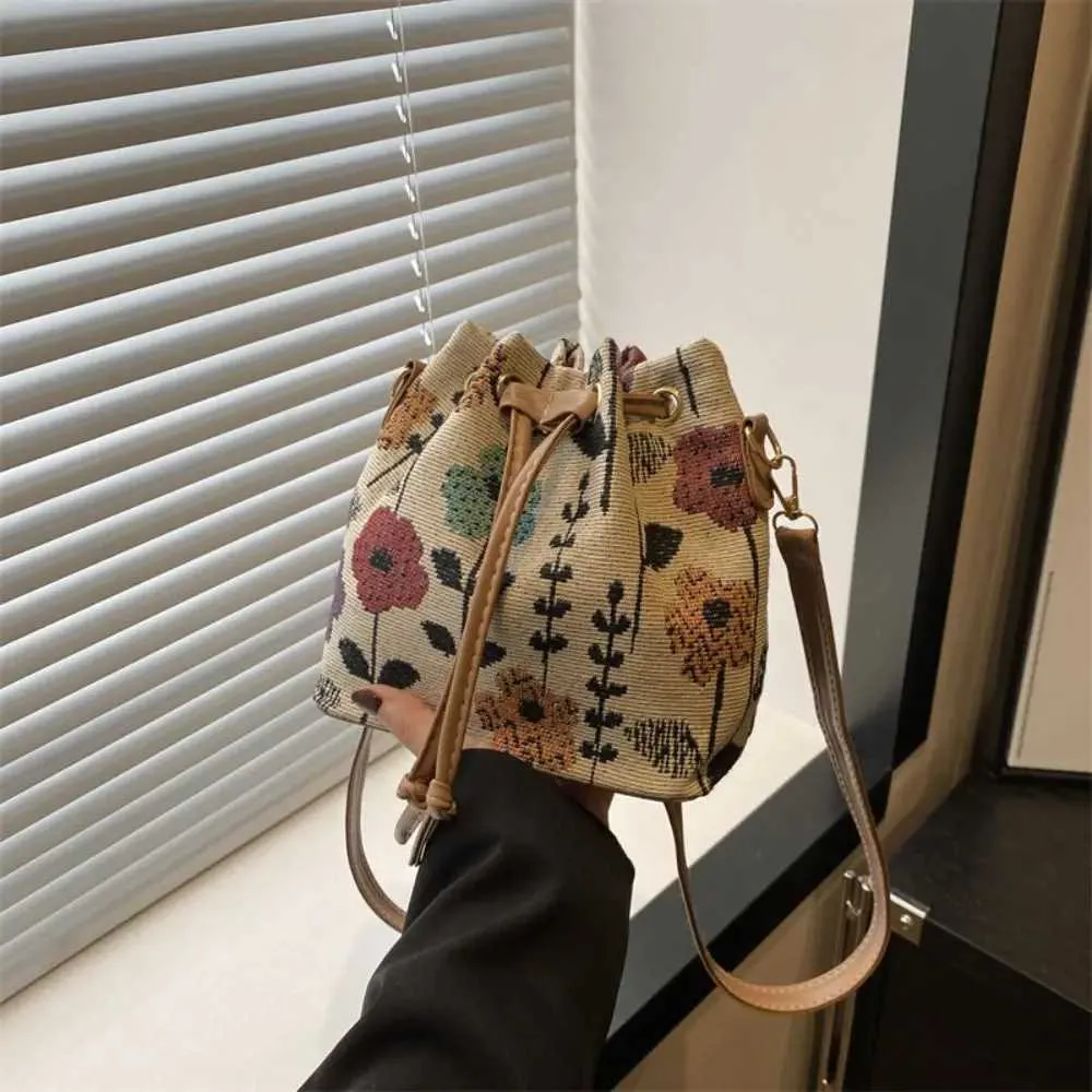 Fashion en Fabric Bucket ral Ethnic Style Crossbody Bag Handbag WomenC241021_voghion.com