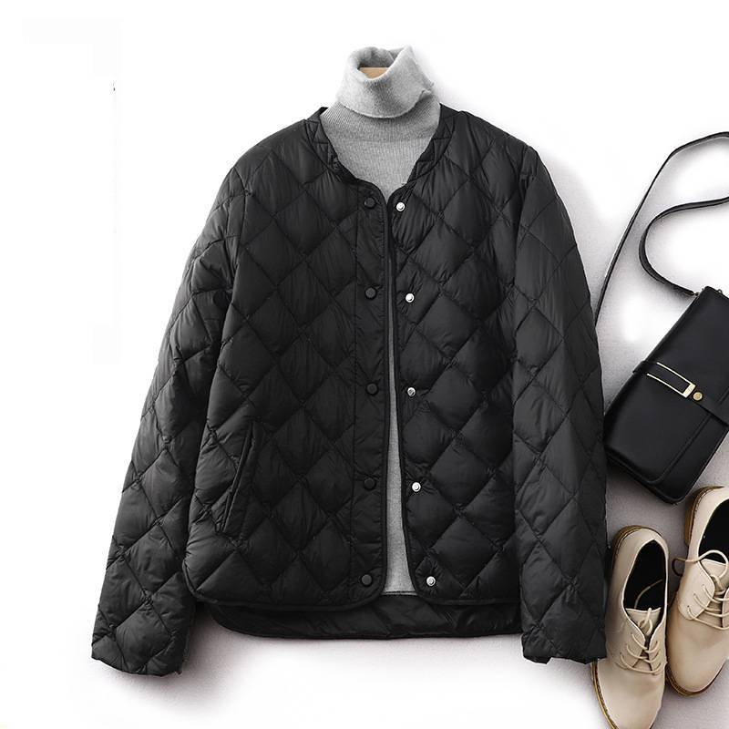 ​​"Quilted Puffer Jacket With Mandarin Collar & Petal Sleeves - Korean-Inspired Streetwear Coat In Diamond Stitch (Black/Beige/Mocha/Pistachio)"​​_voghion.com