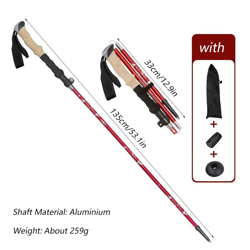 1PC Trekking Poles Walking Stic Alpenstock Telescc Ultralight Premium Carbon Adjustable with Quick Lock Hiking Cane_voghion.com