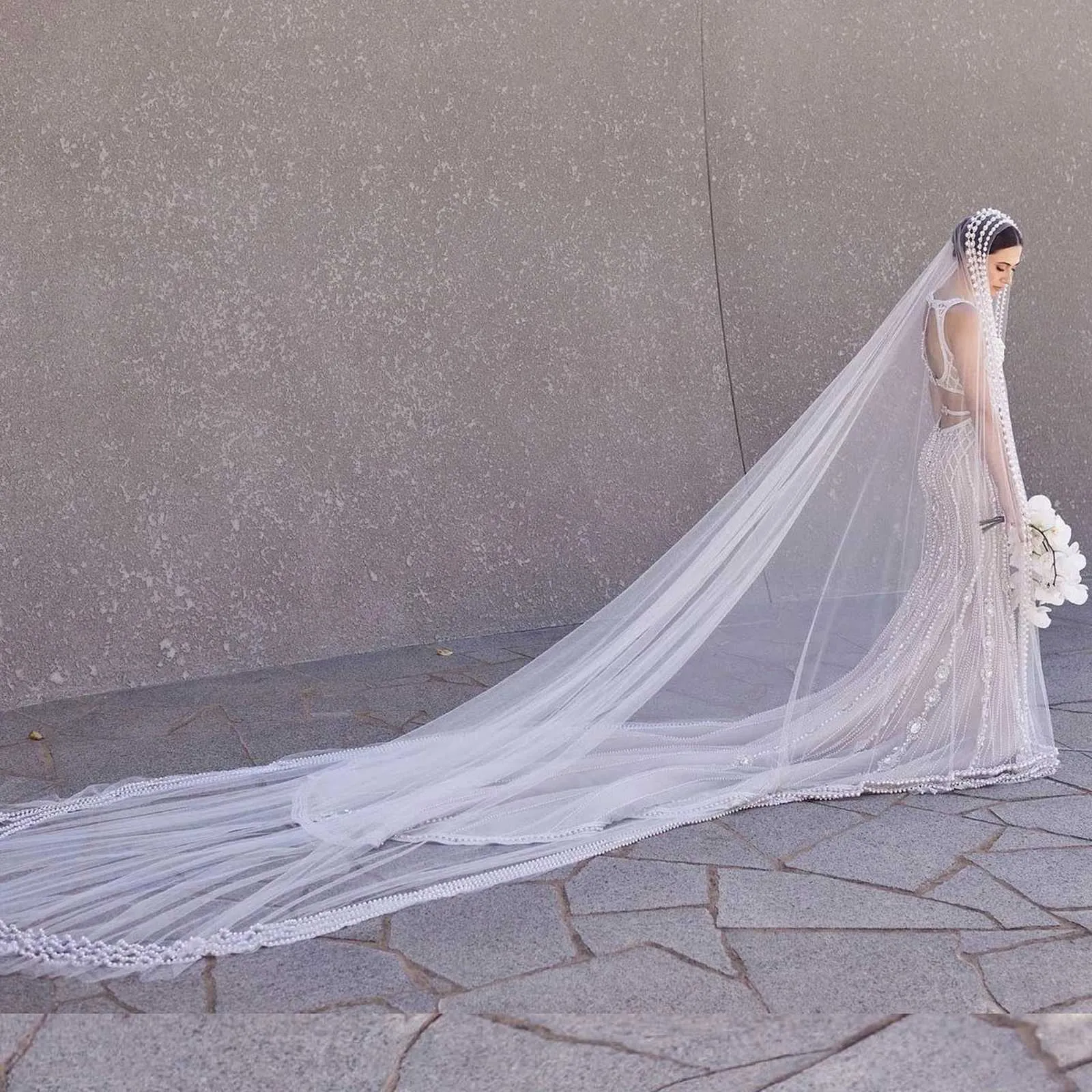Hair Jewelry Extra Long Cathedral Length Veil Beaded Bridal 3M Wide Veils with Comb Wedding Accessories V159_ipsvogv.com