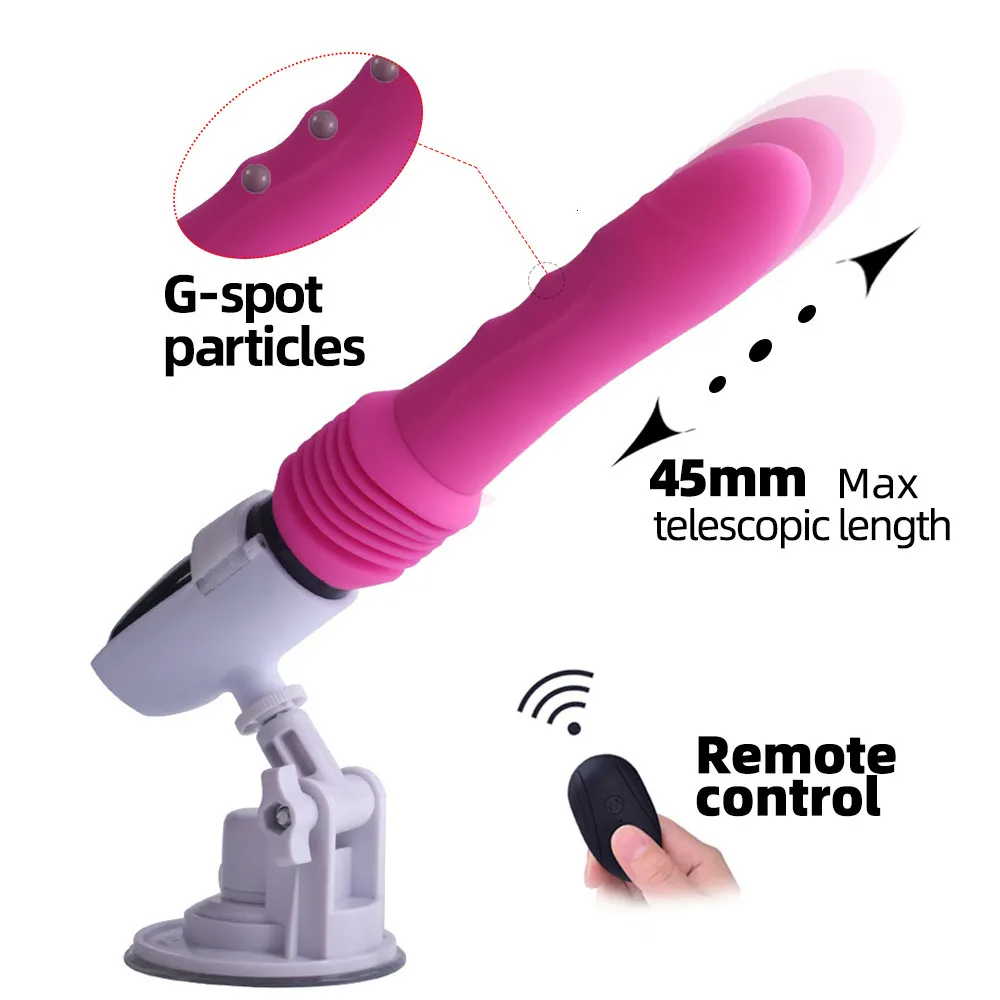 Jouets pour adultes Sex Machine télescopique Pistolet de traction et d'insertion automatique Masturbateur pour femmes Stimulation par vibrations_voghion.com