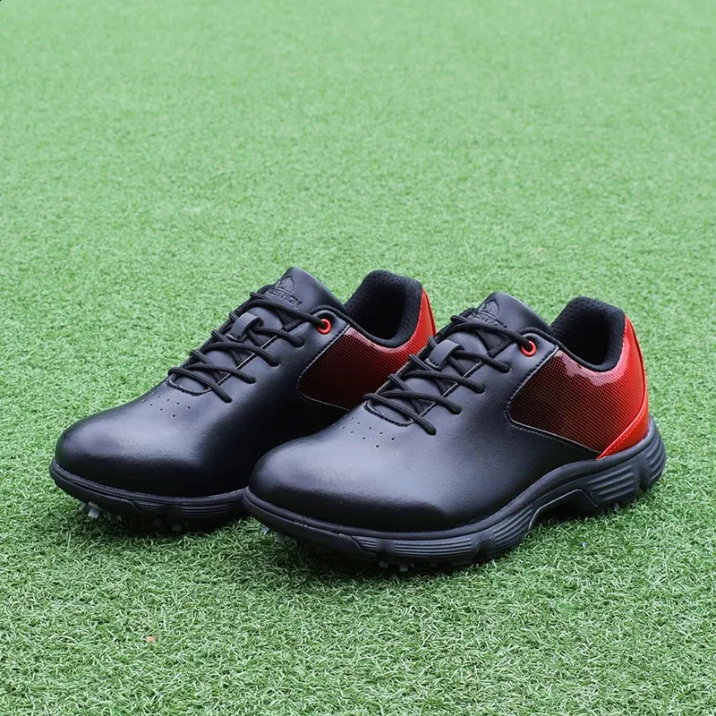 Professionelle wasserdichte Spikes Sneakers Schwarz Weiß Herren Trainer Große Größe Golfschuhe für Männer_voghion.com