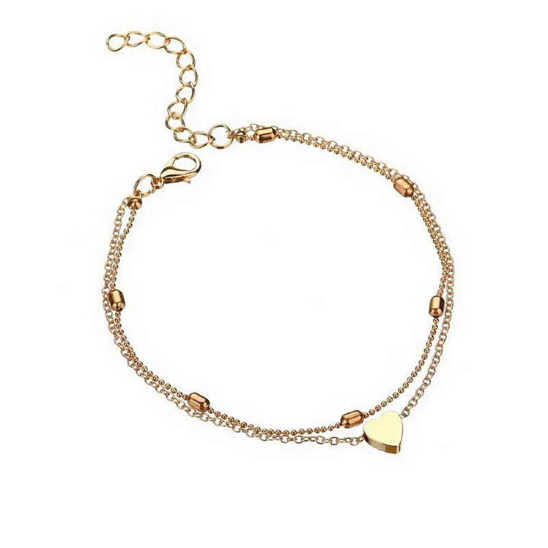 Chaînes Sexy Été Mode Amour Collier Femme Chaîne En Os Plaqué Or Coeur Cou Bijoux De Corps Bracelet De Cheville Ornement_voghion.com