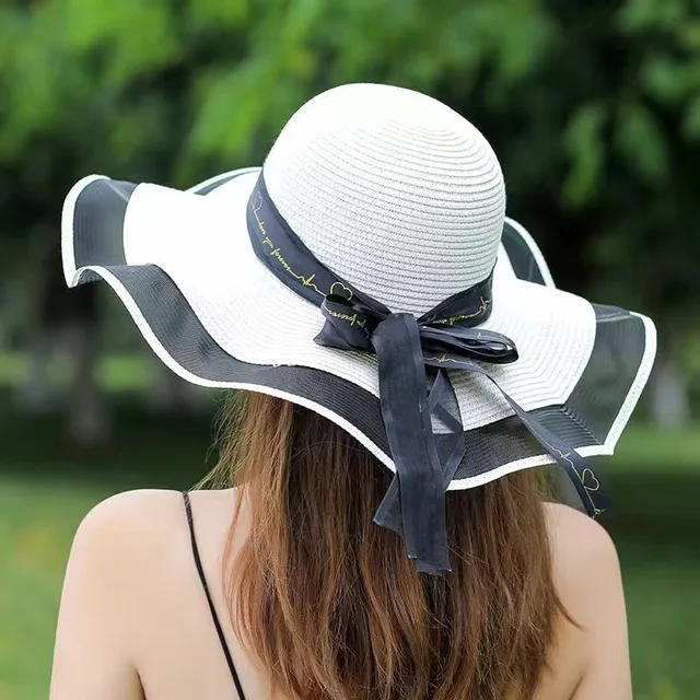 Pălărie de plajă cu boruri largi, stil coreean, cu protecție solară, versatilă, la modă, pentru vacanță, paie, pentru femei, vara_voghion.com