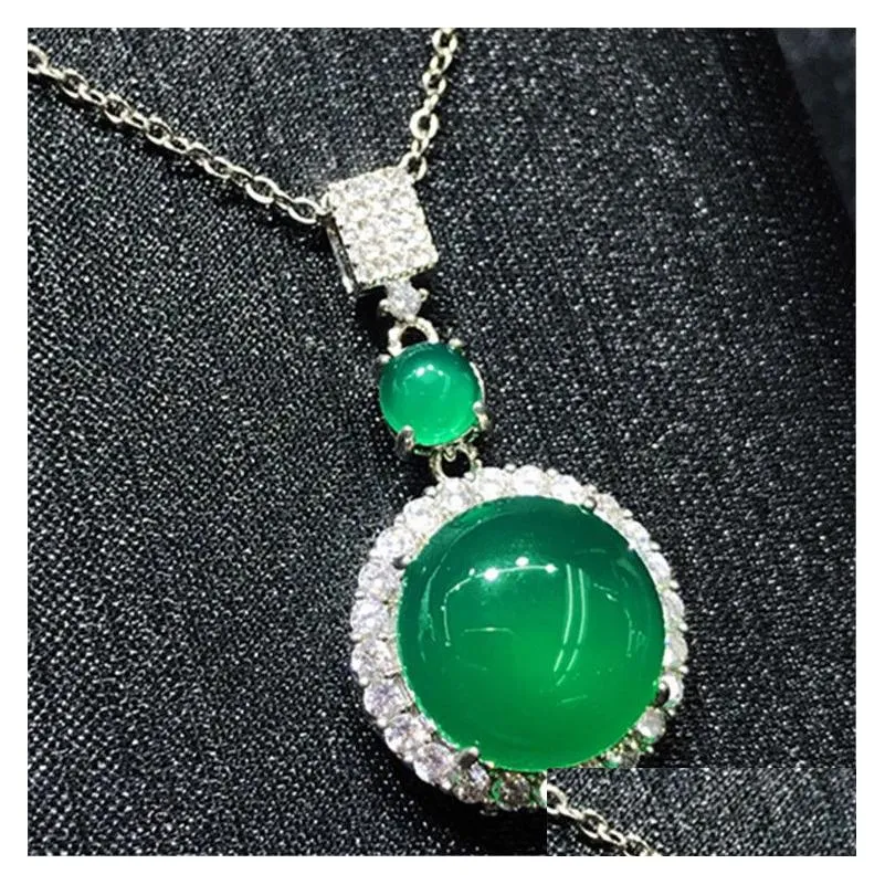 Ensembles de bijoux de mariage faits à la main en jade et diamants, bagues de fiançailles en argent sterling, boucles d'oreilles, collier pour femmes, goutte de mariée_voghion.com