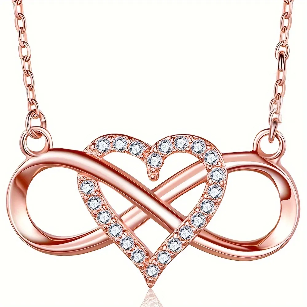 Pendant Necklaces Elegant Infinity Heart Shape Necklace With Rose Gift Box For Girlfriend Wife Christmas Valentine_voghion.com