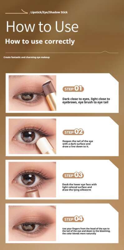 Dreifarbiger Perlen-Lidschattenstift, kein fliegendes Puder, Lidschatten-Make-up_voghion.com