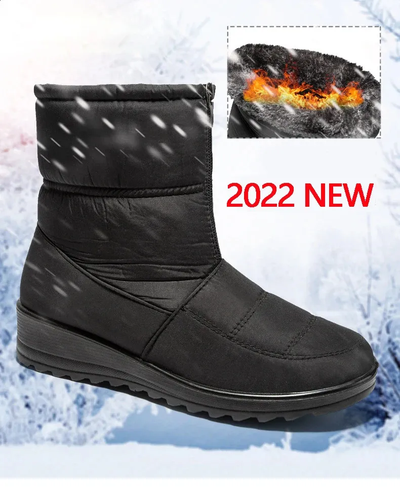 Platform Waterproof Snow Women Winter Thick Plush Ankle Boots Woman Non Slip Warm Cotton Padded Shoes Ladies 240820_voghion.com