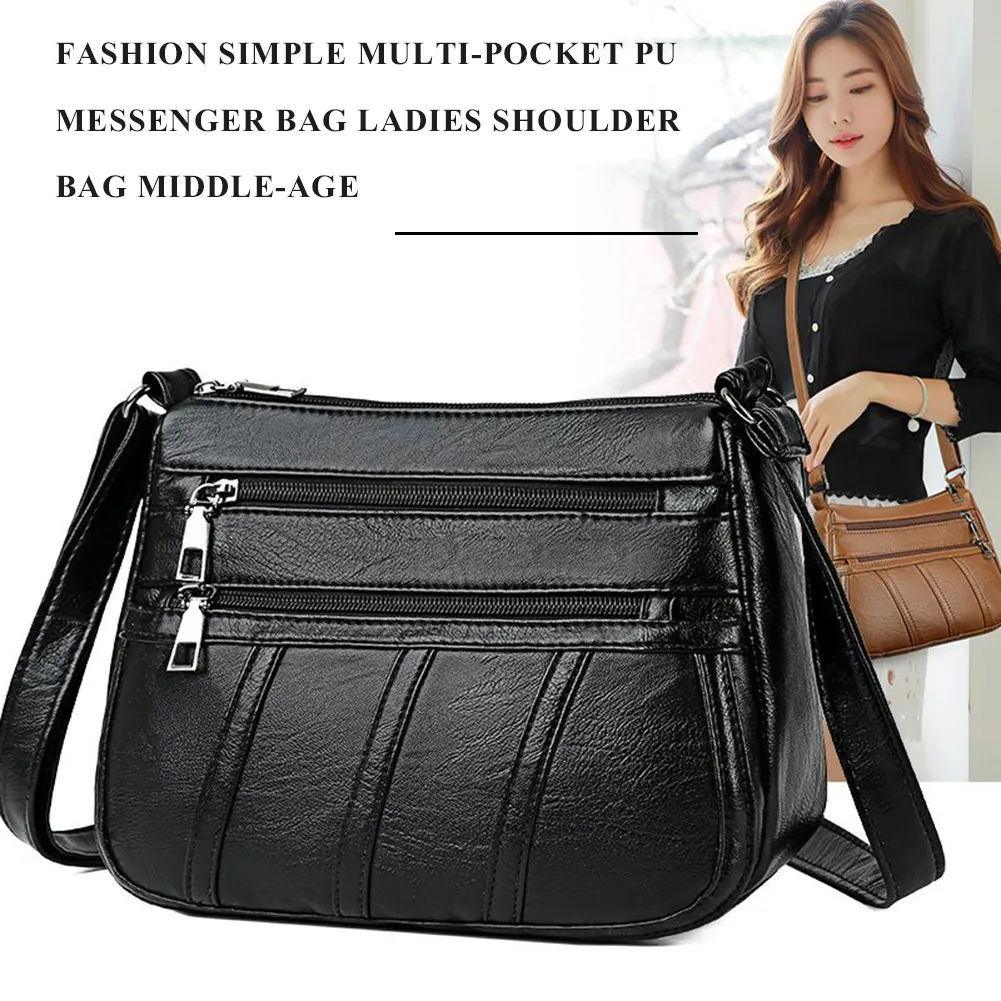 Borsa a tracolla da donna alla moda, in pelle PU, semplice e solida, messenger bag multitasche da donna._voghion.com