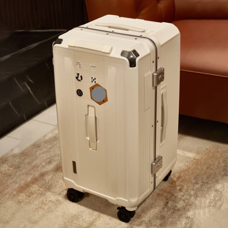 Valigia con telaio in alluminio, grande capacità, con password, per uomo e donna, resistente e anticaduta, con ruote frenanti, trolley in pelle_voghion.com