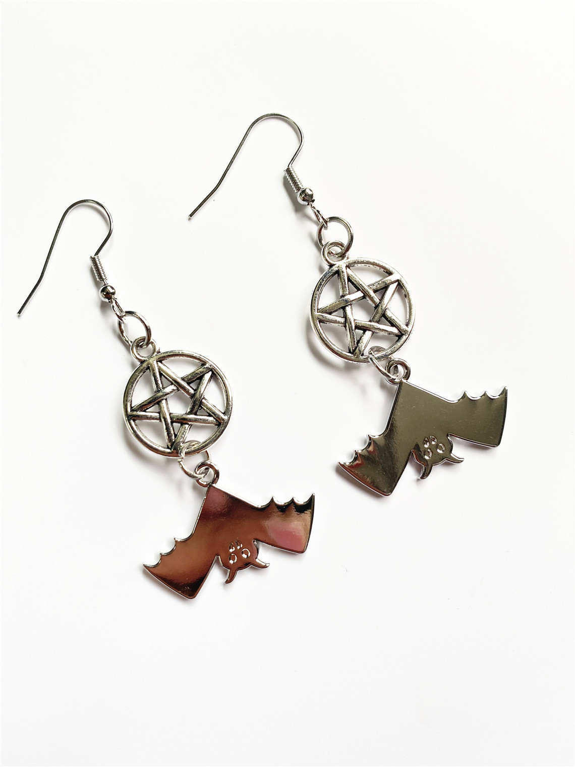 Ohrringe Vintage fünfzackigen Stern Vampir Fledermaus Anhänger baumeln Ohrringe_voghion.com