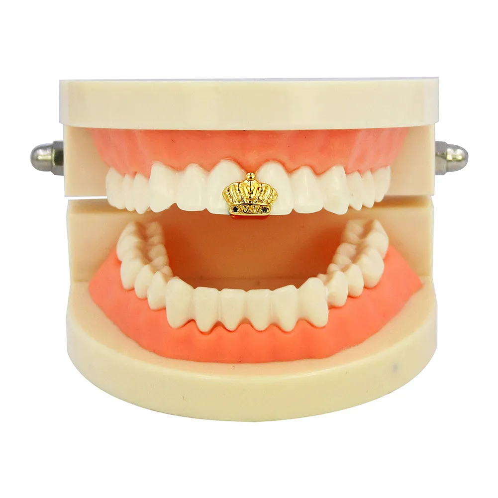 Grillz auriu cu un singur dinți, bretele, punk, hip hop, coroană, cruce, pistol, gură dentară, vampir, Fang, grilă dentară, capac dentar, costum de cosplay_voghion.com