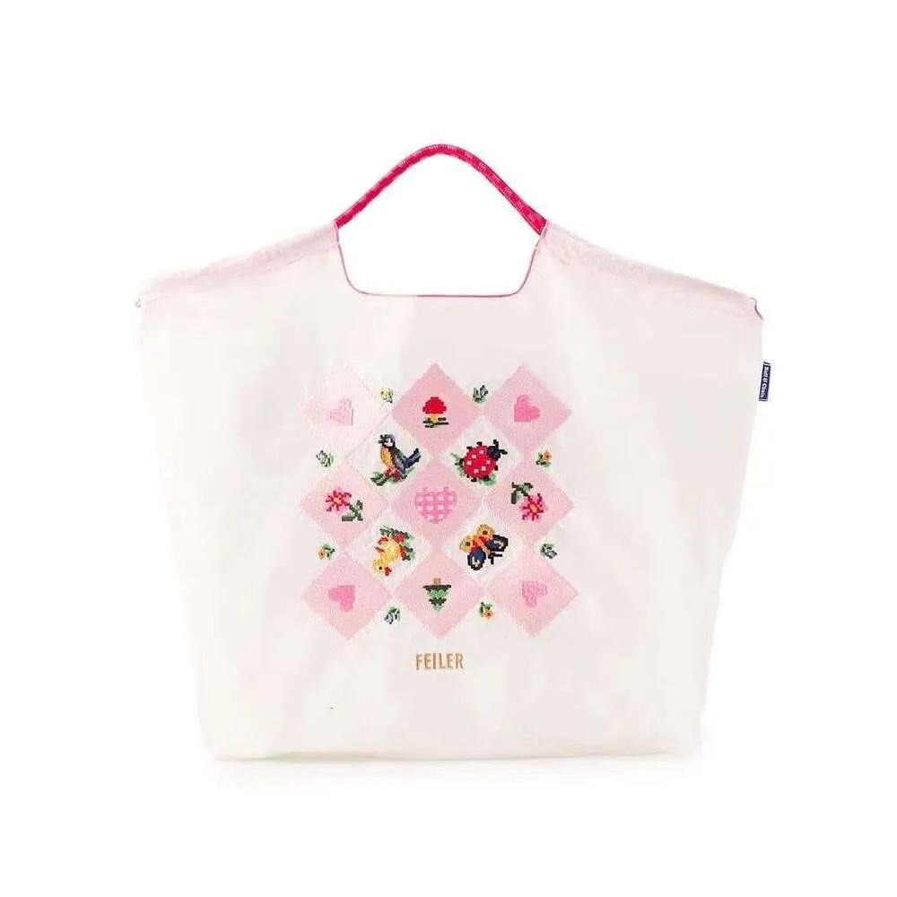 Draw String Hand Oxford Tuch Tote Wiederverwendbare Nylon Tragbare Schulter Korea Faltbare Tasche Stickerei_voghion.com