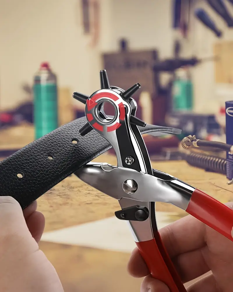 Perforator de curea din piele, rezistent, de 9" - rotativ, 6 dimensiuni, instrument manual de mână pentru meșteșuguri DIY și uz industrial_voghion.com