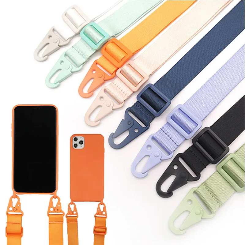 Tracolla regolabile staccabile per telefono cellulare, cordino in fettuccia piatta in nylon, clip per collana, cordino per appendere_voghion.com