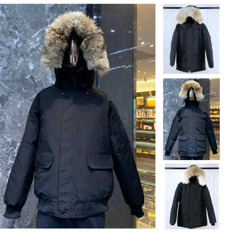 Mens Goose Jackets, Hooded Mens, Winter Warm Thickened Down Coat With Real Wolf Fur Hood, Windproof Parka For Men_voghion.com