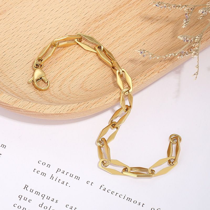 Braccialetto geometrico semplice, fatto a mano, con catena cava in acciaio al titanio da 7 mm di diametro, per uomo e donna._voghion.com