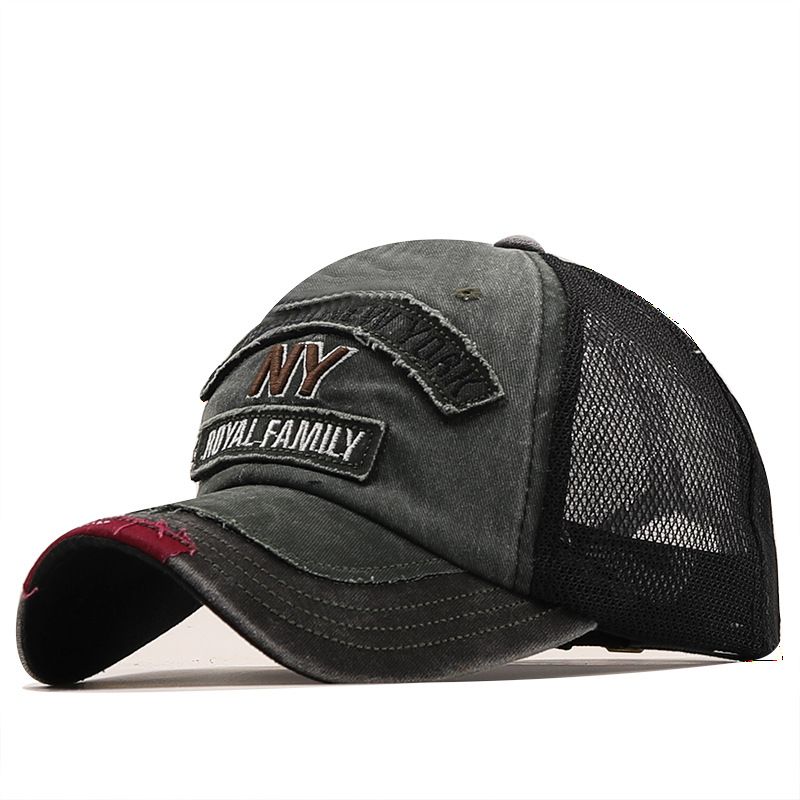 Mesh Baseball Cap With Ny Embroidery Cotton Sun Protection Hat_voghion.com