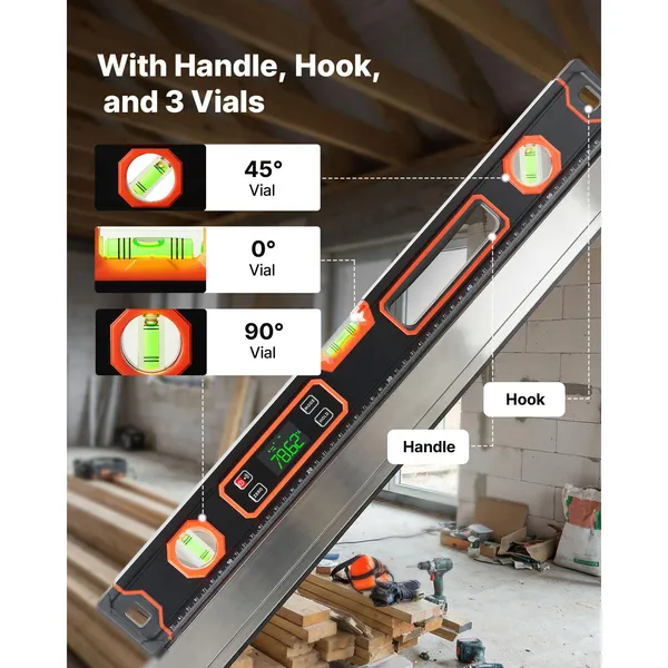 Digital Spirit Level With Magnetic Base And Led Backlit Display_voghion.com