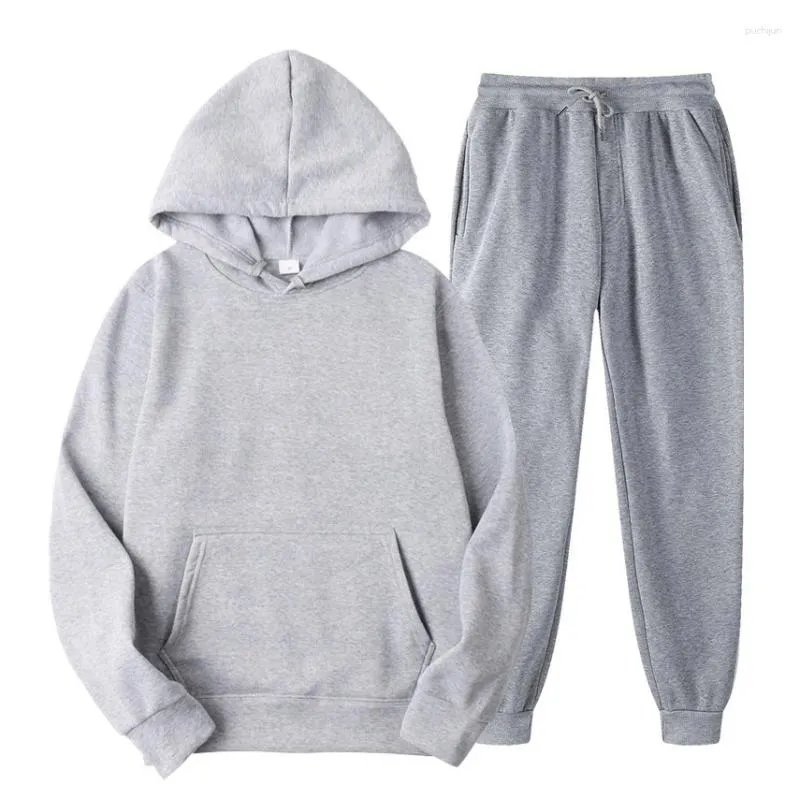 Men's Tracksuits Blank Fleece Sweatpants And Hoodie Set Unisex Jogging Suits Sweatsuit Men Joggers For Chandals Para_voghion.com