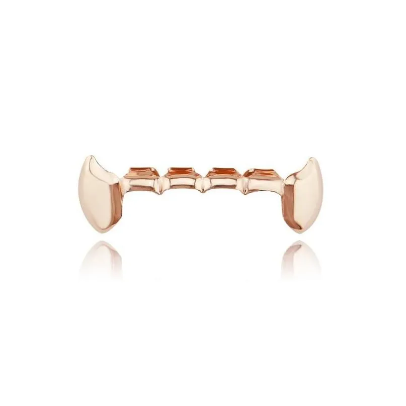 Grillz, Hip Hop Smooth Grillz Véritables Grilles Dentaires Plaquées Or Vampire Dents De Tigre Rappeurs Bijoux De Corps Quatre Couleurs Doré_voghion.com