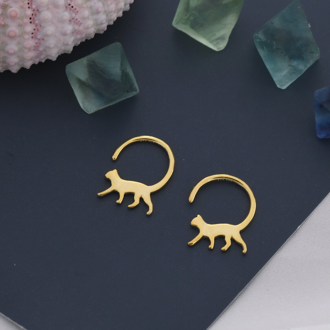 Mini-Katzen-Creolen in Silber oder Gold_voghion.com