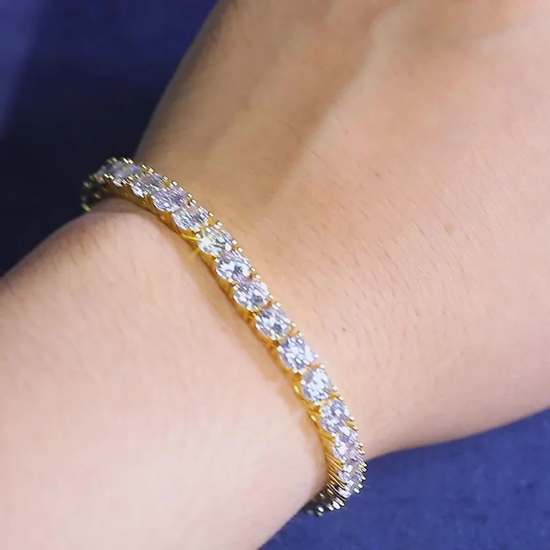 Hip Hop Iced Out Sier Moissanite Tenniskette Armband 3mm 4mm 5mm VVS Weiß Rund Dia Bg Schmuck Männer und Frauen_voghion.com