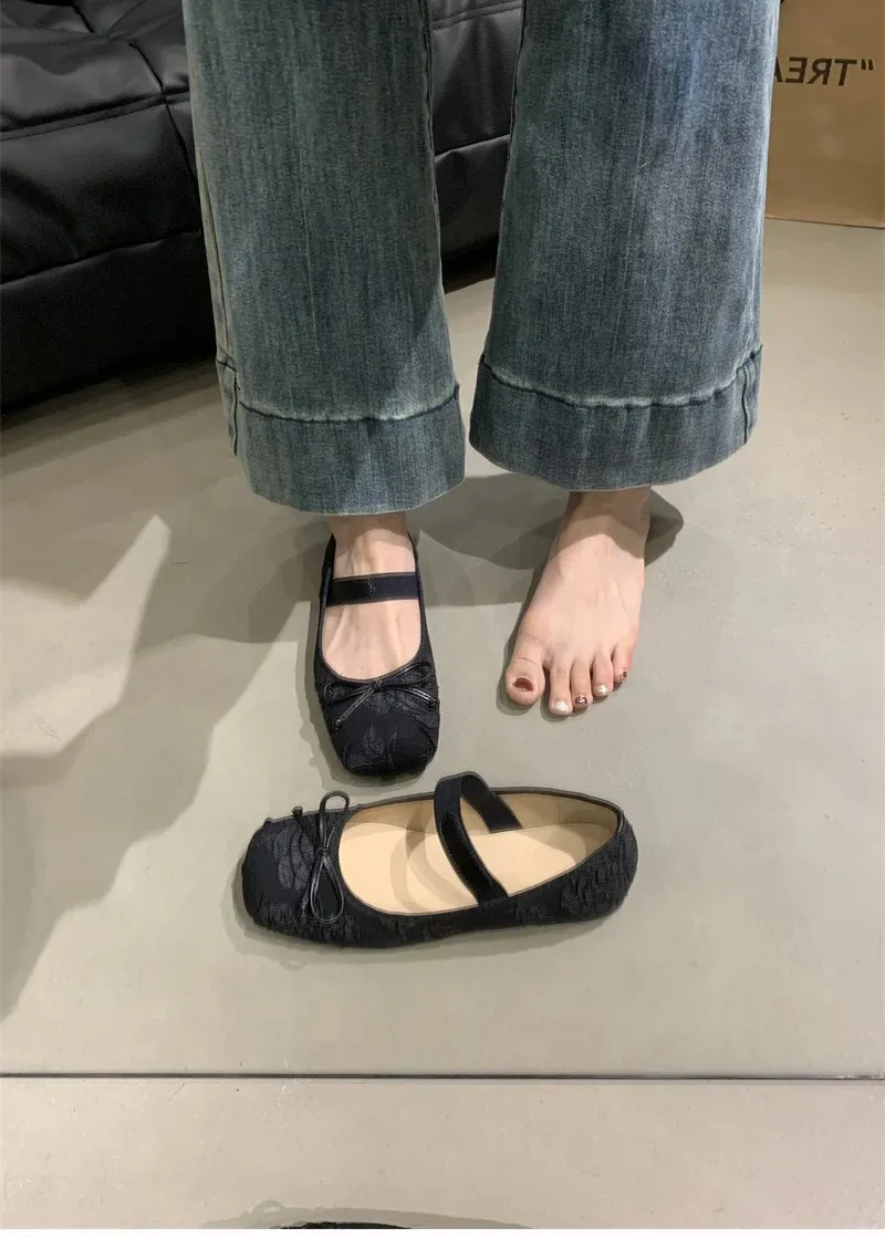 Ballerine da donna con nodo a farfalla, alla moda, basse, con suola morbida, comode, da donna, ballerine 240627_voghion.com