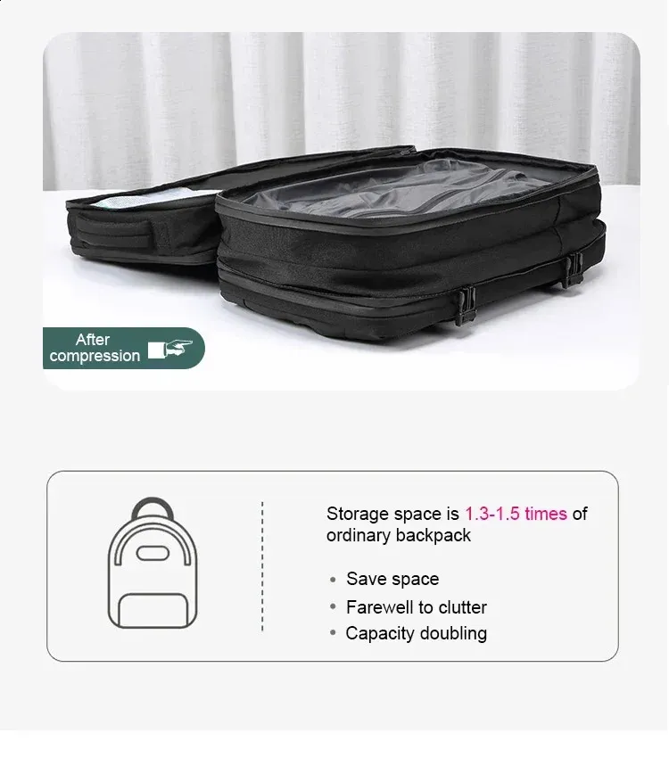 Airback Travel Men 16 inch Laptop Backpacks Vacuum Compression Expandable Business Back Pack School Backpack 240730_voghion.com