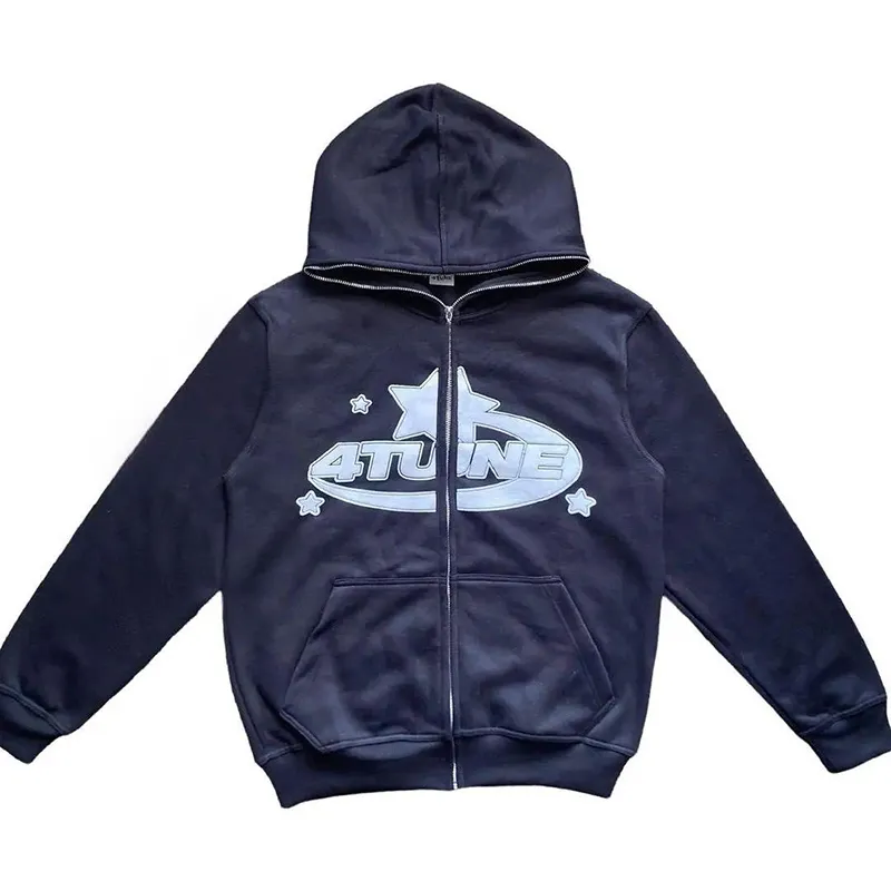 Felpe con cappuccio da uomo Felpe con cappuccio da uomo con lettere a stella stampate Haruku High Street Y2K Streetwear Hip Hop Gothic Zip Up Loose_voghion.com