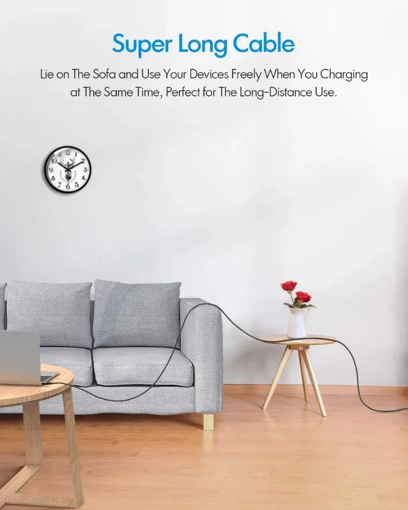 Câble de charge Super vers Type-C extra long de 3, 5, 8, 10 m, cordon de chargeur extensible pour téléphone portable Xiaomi Samsung Type-C_voghion.com