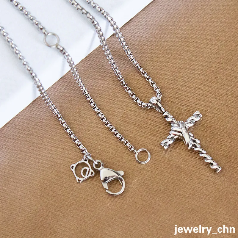 Collana con ciondolo religioso classico, con cavo intrecciato, doppia X, stella esagonale, intarsiata, catena di cristallo, collane DY Retro_voghion.com