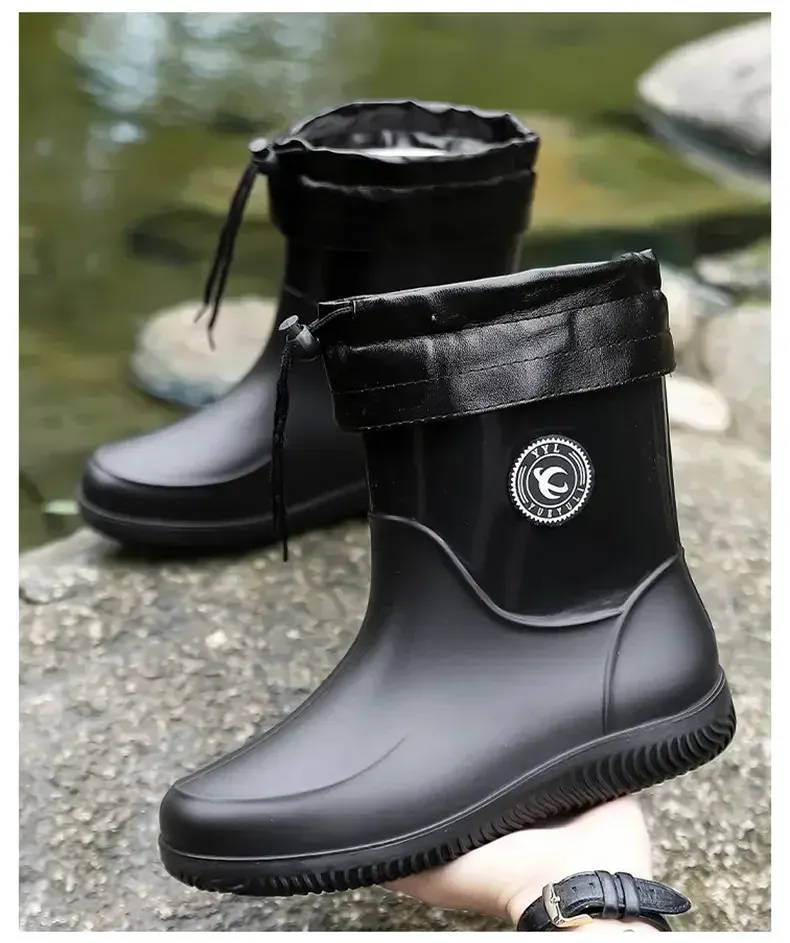 Botas de chuva de borracha impermeáveis para pesca e casual_voghion.com