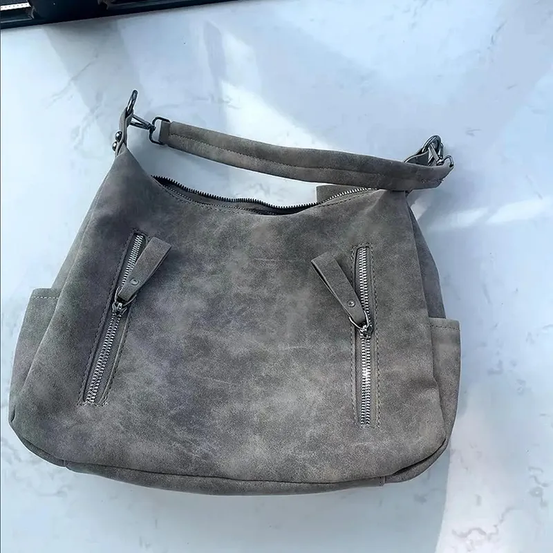 Borsa a tracolla singola da donna con tracolla obliqua di design Borse di grande capacità Hobo retrò in pelle PU opaca_voghion.com