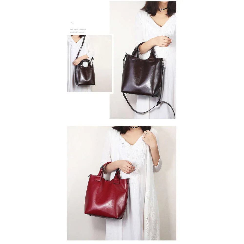 Zncy 100% Gnuin Lathr -käsilaukku Rtro Coff Women Casual Tot Buckt Bag Classic Black Lady Crossbody Mssngr_voghion.com
