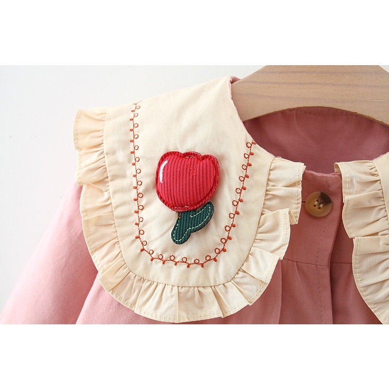 Baby Girl Windbreaker Flower Ruffled Doll Collar Coat Trendy Children's Clothing_voghion.com
