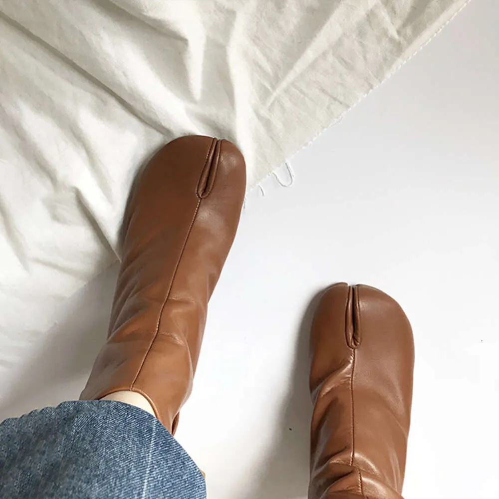 2024 marke Design Tabi Split Toe Chunky High Heel Stiefel Leder atos Mode Herbst Frauen Schuhe Botas Mujer_voghion.com