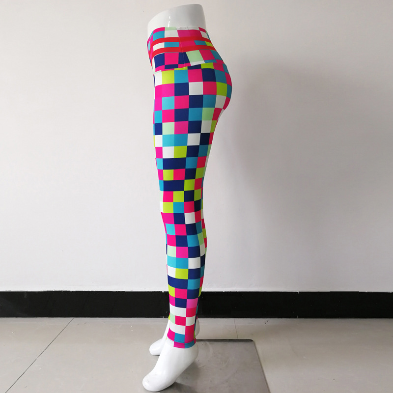 Pantaloni fitness traspiranti con stampa digitale a mosaico, pantaloni da yoga con leggings dimagranti e ad asciugatura rapida_voghion.com