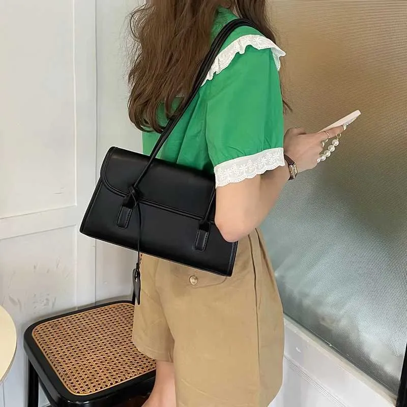 Sac à bandoulière en PU à texture française à la mode pour femmes, jaune, sous les aisselles, printemps/été 2024, pendentifs élégants, Handba241104_voghion.com