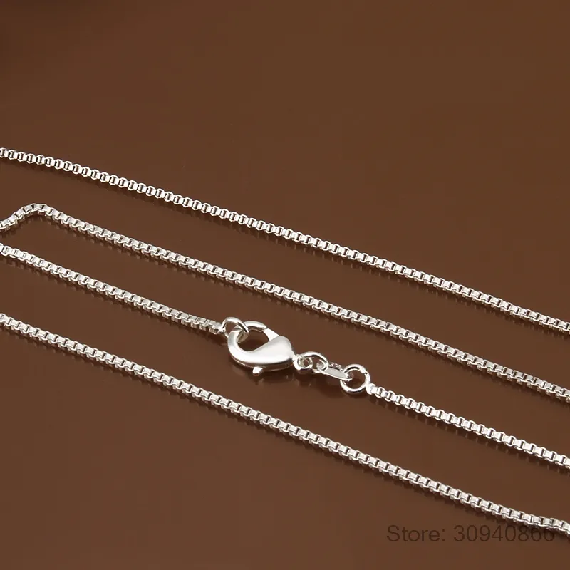 Catene 35cm-80cm 1mm Sottile Reale Puro Solido Argento Sterling Catena Box Collane Per Donne Uomini Bambini Ragazze Gioielli Kolye_voghion.com