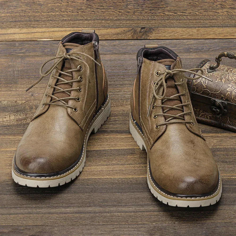 Men's Shoes Warm Comfortable Non-Slip Leather Men Winter Boots 2024_voghion.com