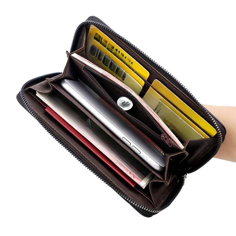 Herren Business Casual Reißverschluss Handtasche, Große Kapazität Multi Slot Handy Tasche_voghion.com