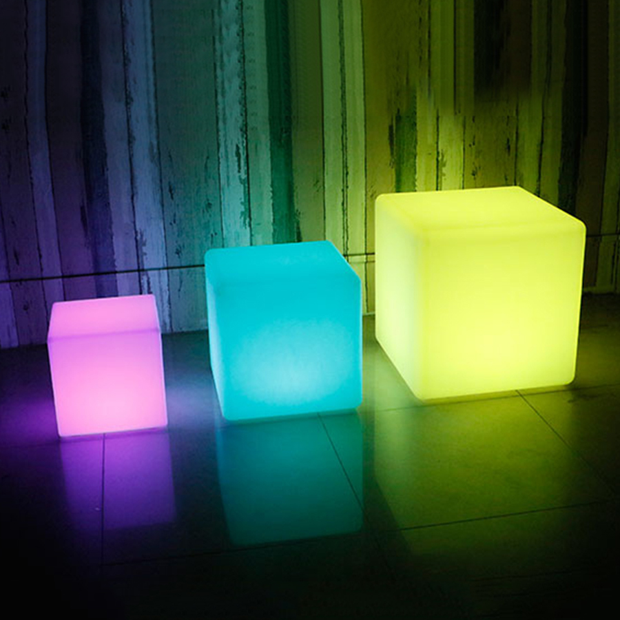 Thrisdar 30CM 40CM Led illuminato Mobili Bar LED Cubo Sedile Sedia Luce notturna Sgabelli da bar per esterni Lampade da tavolo in plastica_voghion.com