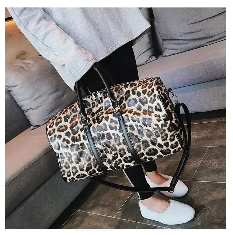 Europe American Fashion Leopard Print Handbag Large Capacity Gym Bags Travel Shopping Tote Bag Street Dressing_voghion.com