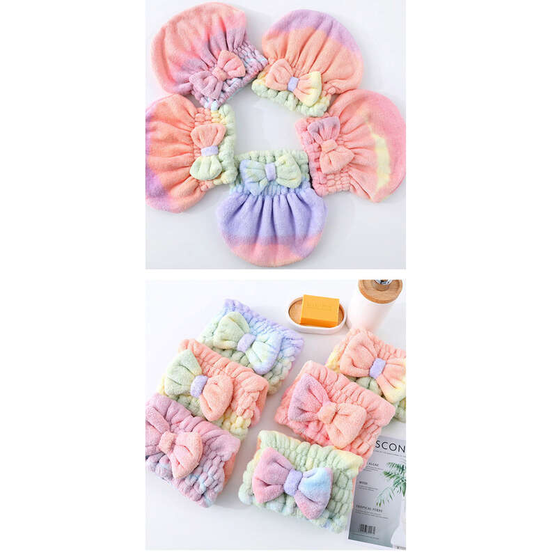 Coral Velvet Shower Rainbow Gradient Towel, Soft And Absorbent, Thickened Cute Princess Hat, Adult Shampoo Dryer Hat_voghion.com