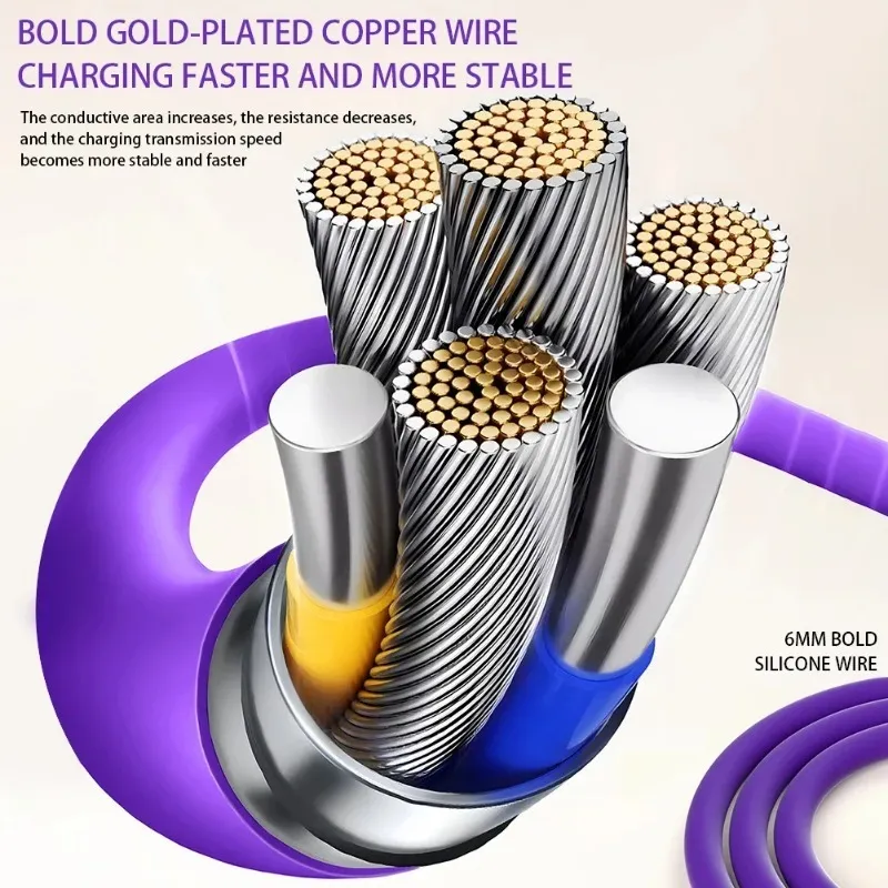 4-In-1 Super Fast Charging With Colorful Breathing Light Type-C Silicone Mobile Phone Data Cable_voghion.com