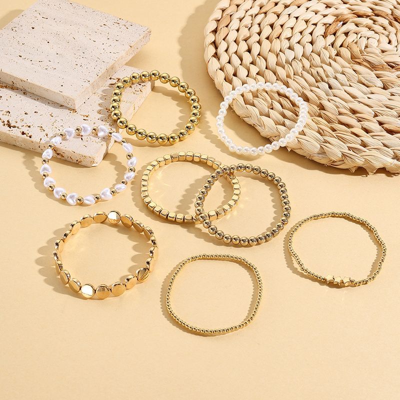 Bohemian Style Women's Multi Layer Beaded Set Personalized Copper Beads Pearl Design Niche Stacking Bracelet_voghion.com
